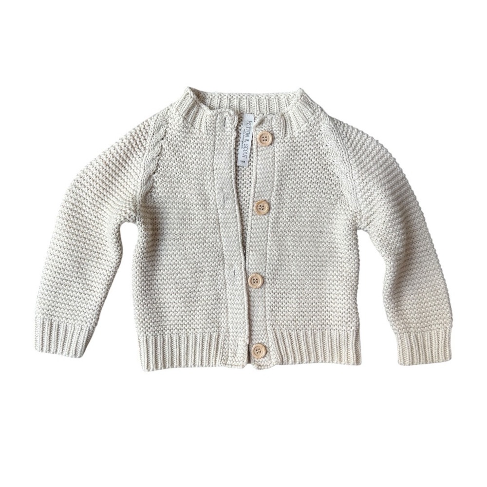 Peyton & Scout Kids Cream Chunky Knit Button Front Cardigan Sweater 18M